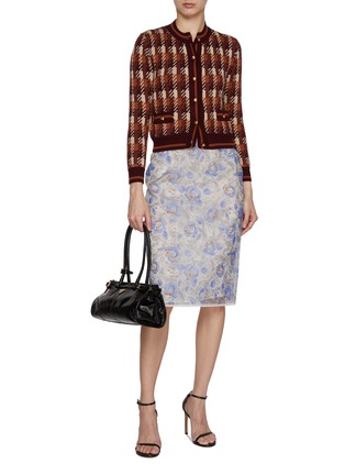 Figure View - Click To Enlarge - PRADA - Checkered Jacquard Virgin Wool Cardigan