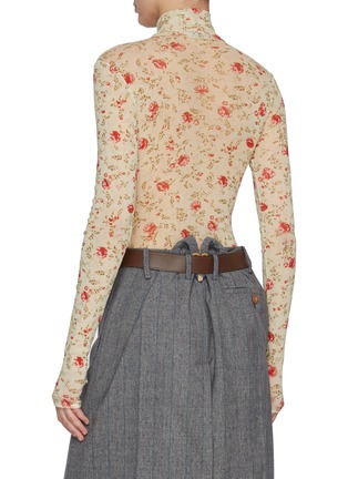 Back View - Click To Enlarge - PRADA - Long Sleeve High Neck Floral Top