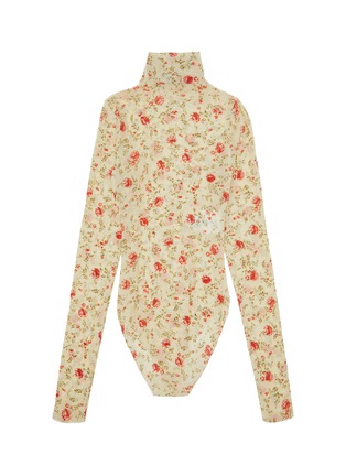 Main View - Click To Enlarge - PRADA - Long Sleeve High Neck Floral Top