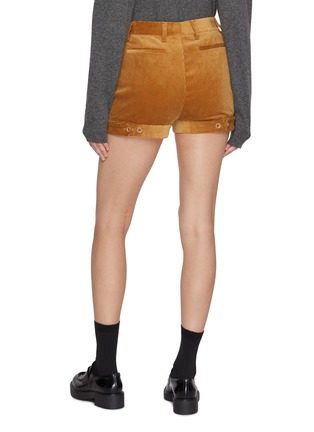 Back View - Click To Enlarge - PRADA - Cuffed Hem Cotton Corduroy Shorts