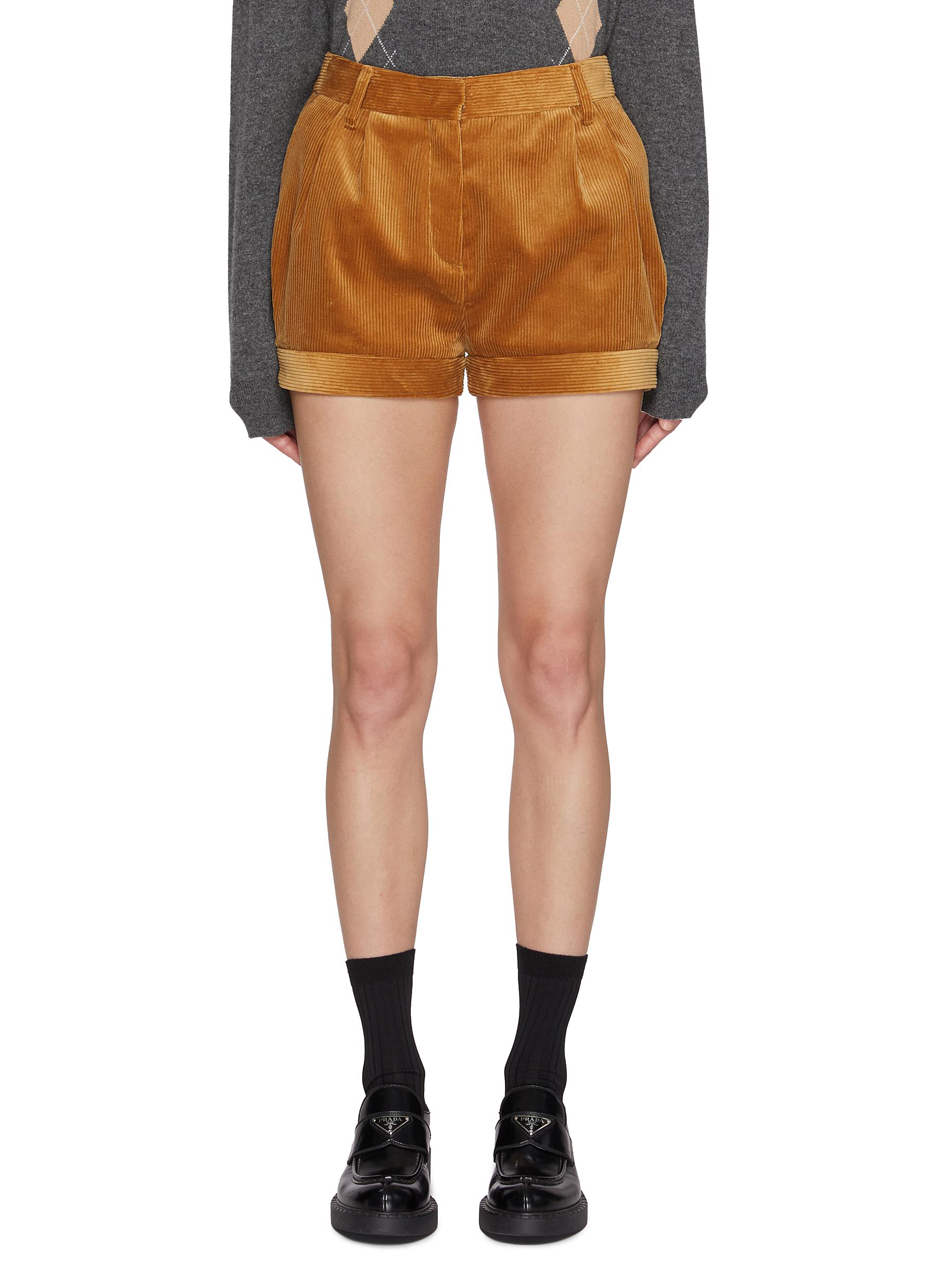 PRADA | Cuffed Hem Cotton Corduroy Shorts | Women | Lane