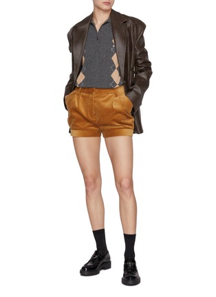 Figure View - Click To Enlarge - PRADA - Cuffed Hem Cotton Corduroy Shorts