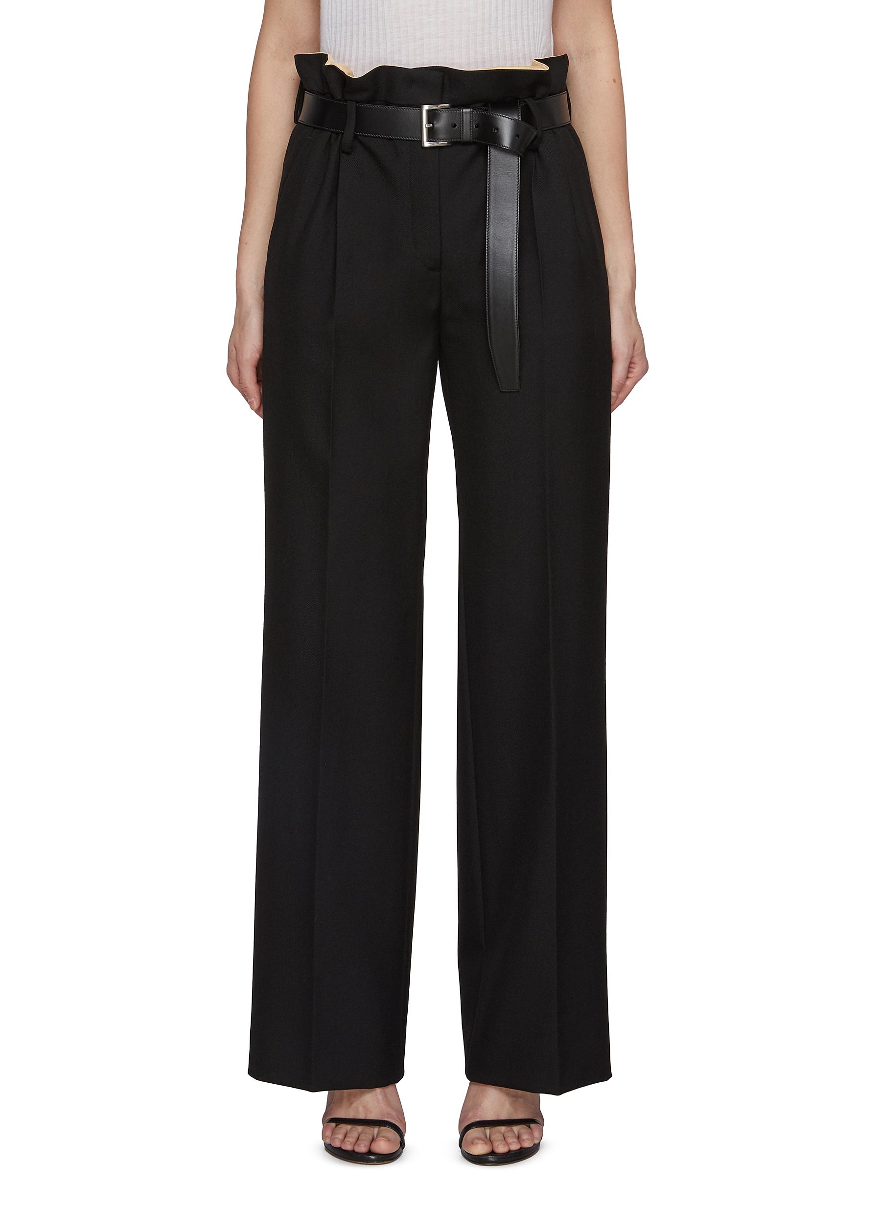 PRADA | Belted Virgin Wool Pants | Women | Lane Crawford