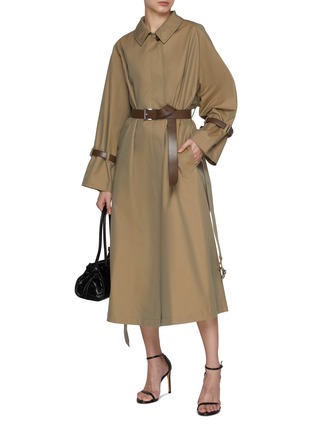 Figure View - Click To Enlarge - PRADA - Logo Plaque Belted Cotton Trench Coat