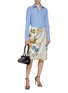 Figure View - Click To Enlarge - PRADA - Belted Floral Print Silk Skirt