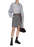 Figure View - Click To Enlarge - PRADA - Belted Front Slit Wool Skirt