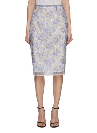 Main View - Click To Enlarge - PRADA - Peony Print Sheer Pencil Skirt