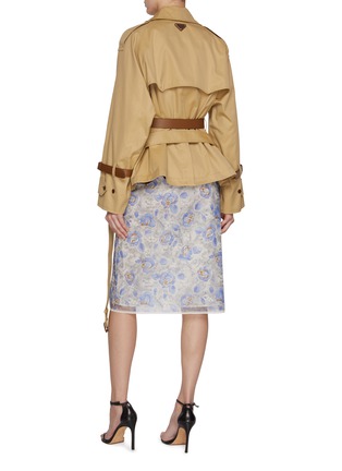 Back View - Click To Enlarge - PRADA - Double Breasted Belted Cropped Cotton Trench Jacket