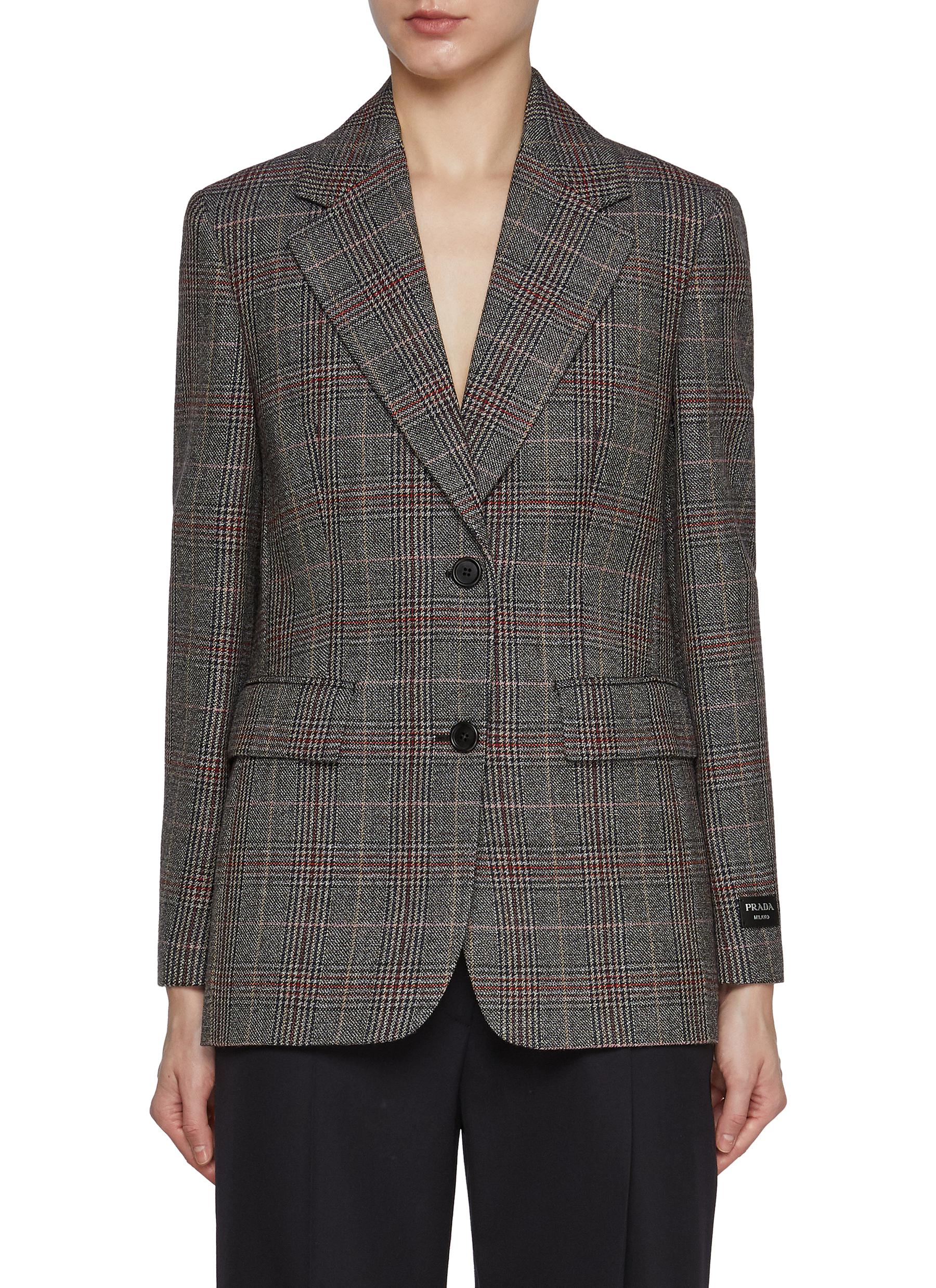 PRADA | Single Breasted Notch Lapel Virgin Wool Blend Blazer PRADA | Single Breasted Notch Lapel Virgin Wool Blend Blazer