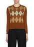 Main View - Click To Enlarge - PRADA - Cropped Argyle Logo Plaque Sweater