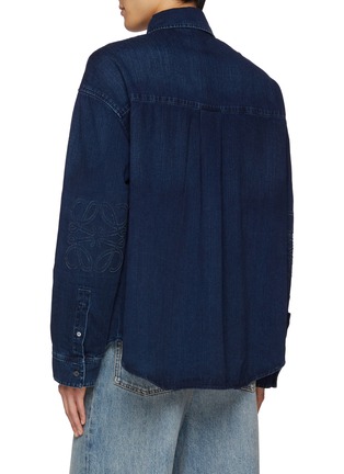 Back View - Click To Enlarge - LOEWE - Dark Wash Logo Sleeve Denim Shirt