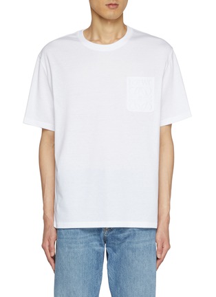 Main View - Click To Enlarge - LOEWE - Embroidered Anagram Pocket Crewneck Cotton T-Shirt