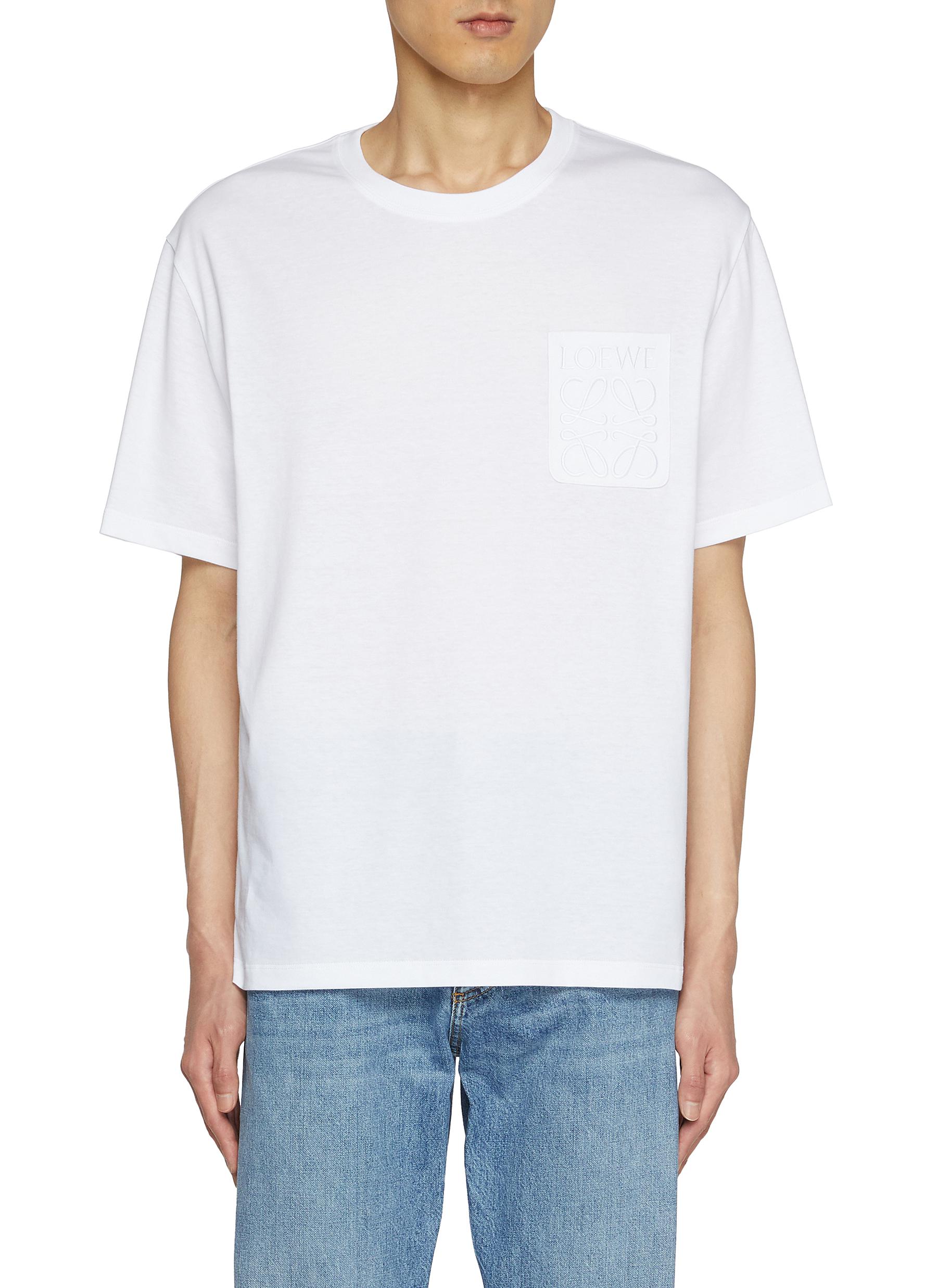 LOEWE | Embroidered Anagram Pocket Crewneck Cotton T-Shirt LOEWE | Embroidered Anagram Pocket Crewneck Cotton T-Shirt