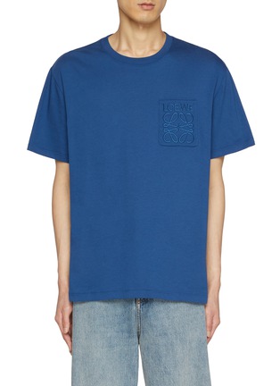 Main View - Click To Enlarge - LOEWE - Embroidered Anagram Pocket Crewneck Cotton T-Shirt