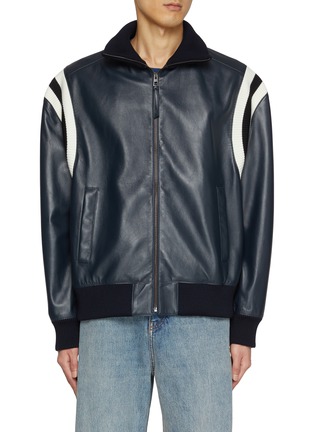 Main View - Click To Enlarge - LOEWE - Stand Collar Leather Varsity Jacket