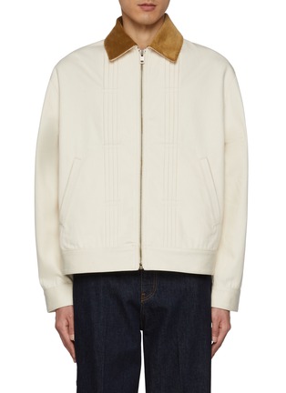 Main View - Click To Enlarge - LOEWE - Contrast Collar Zipup Cotton Denim Jacket