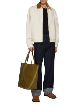 Figure View - Click To Enlarge - LOEWE - Contrast Collar Zipup Cotton Denim Jacket