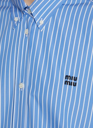  - MIU MIU - Striped Button Up Cotton Shirt Dress