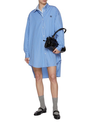 Figure View - Click To Enlarge - MIU MIU - Striped Button Up Cotton Shirt Dress