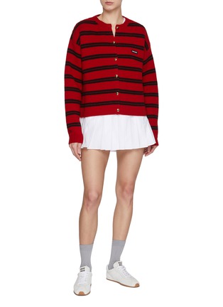 Figure View - Click To Enlarge - MIU MIU - Crewneck Virgin Wool Cashmere Blend Cardigan