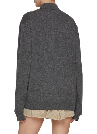 Back View - Click To Enlarge - MIU MIU - Argyle Cashmere Knit Polo Sweater