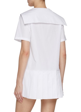 Back View - Click To Enlarge - MIU MIU - Sailor Collar Pleated Cotton Mini Dress