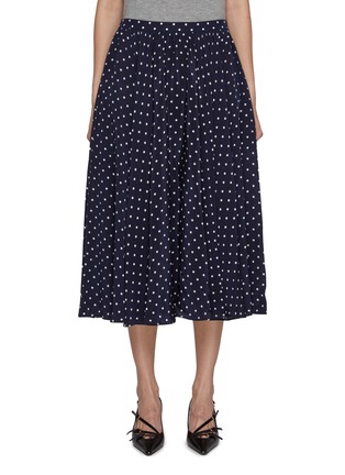 Main View - Click To Enlarge - MIU MIU - Polka Dot Pleated Silk Crepe Midi Skirt