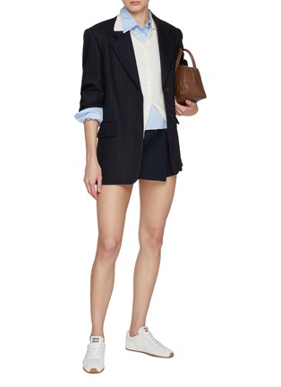 Figure View - Click To Enlarge - MIU MIU - Single Breasted Notch Lapel Chalk stripe Blazer