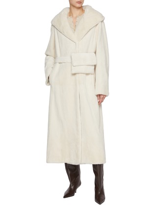 Figure View - Click To Enlarge - YVES SALOMON - Hooded Belted Pouch Mink Fur Coat