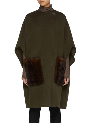 Main View - Click To Enlarge - YVES SALOMON - Mink Pocket Wool Cashmere Cape