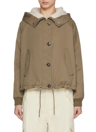 Main View - Click To Enlarge - YVES SALOMON - Lamb Fur Hood Short Parka Jacket