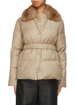 Main View - Click To Enlarge - YVES SALOMON - Detachable Zibeline Collar Belted Puffer Jacket