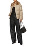 Figure View - Click To Enlarge - YVES SALOMON - Detachable Zibeline Collar Belted Puffer Jacket