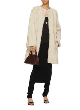 Figure View - Click To Enlarge - YVES SALOMON - Intarsia Shearling Coat