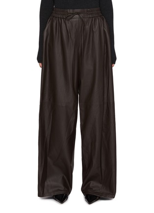 Main View - Click To Enlarge - YVES SALOMON - Drawstring Wide Leg Leather Trousers