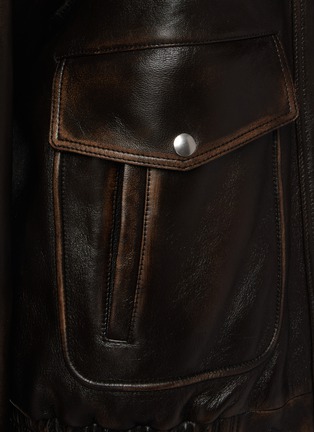  - MIU MIU - Shearling Collar Washed Effect Leather Jacket