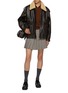 Figure View - Click To Enlarge - MIU MIU - Shearling Collar Washed Effect Leather Jacket