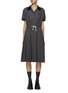 Main View - Click To Enlarge - MIU MIU - Drawstring Waist Pleated Wool Polo Dress