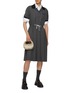 Figure View - Click To Enlarge - MIU MIU - Drawstring Waist Pleated Wool Polo Dress