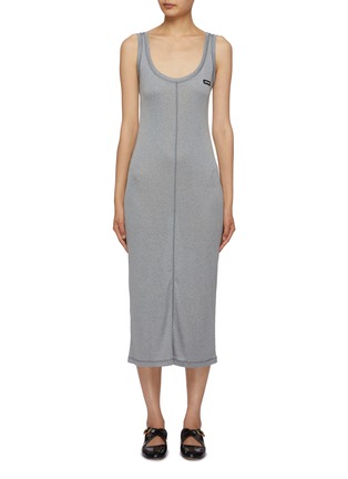 Main View - Click To Enlarge - MIU MIU - Bodycon Silk Midi Dress