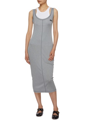 Figure View - Click To Enlarge - MIU MIU - Bodycon Silk Midi Dress