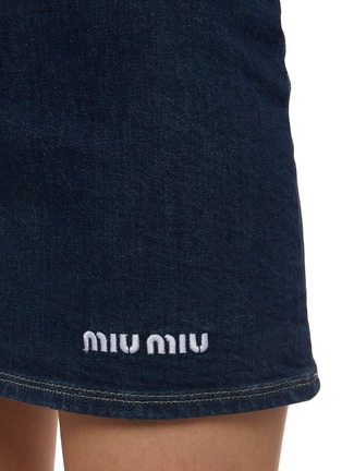  - MIU MIU - Logo Embroidered Denim Bodycon Mini Dress