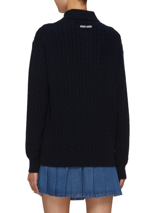 Back View - Click To Enlarge - MIU MIU - Cashmere Cable Knit Polo Sweater