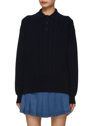 Main View - Click To Enlarge - MIU MIU - Cashmere Cable Knit Polo Sweater