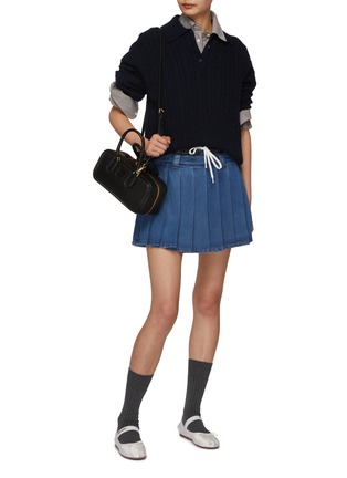 Figure View - Click To Enlarge - MIU MIU - Cashmere Cable Knit Polo Sweater