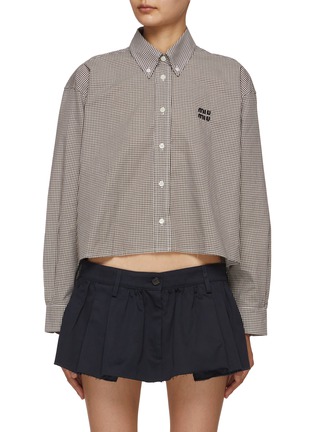 Main View - Click To Enlarge - MIU MIU - Cropped Vichy Poplin Shirt