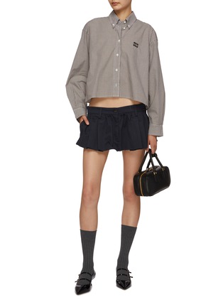 Figure View - Click To Enlarge - MIU MIU - Cropped Vichy Poplin Shirt