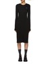 Main View - Click To Enlarge - MIU MIU - Long Sleeve Bodycon Silk Midi Dress