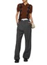 Figure View - Click To Enlarge - MIU MIU - Elastic Logo Waist Wool Trousers