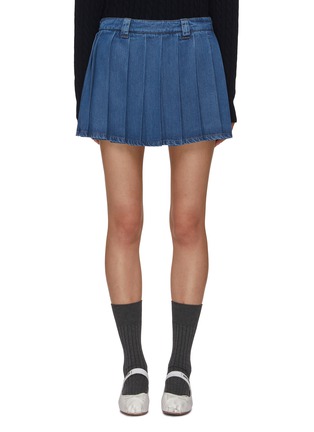 Main View - Click To Enlarge - MIU MIU - Pleated Denim Mini Skirt